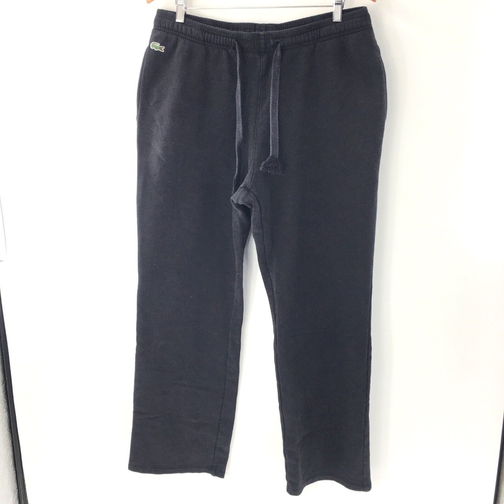 Lacoste Sports Mens Sweatpants Straight Leg Drawstring Black Pockets Sz 8 / 2XL